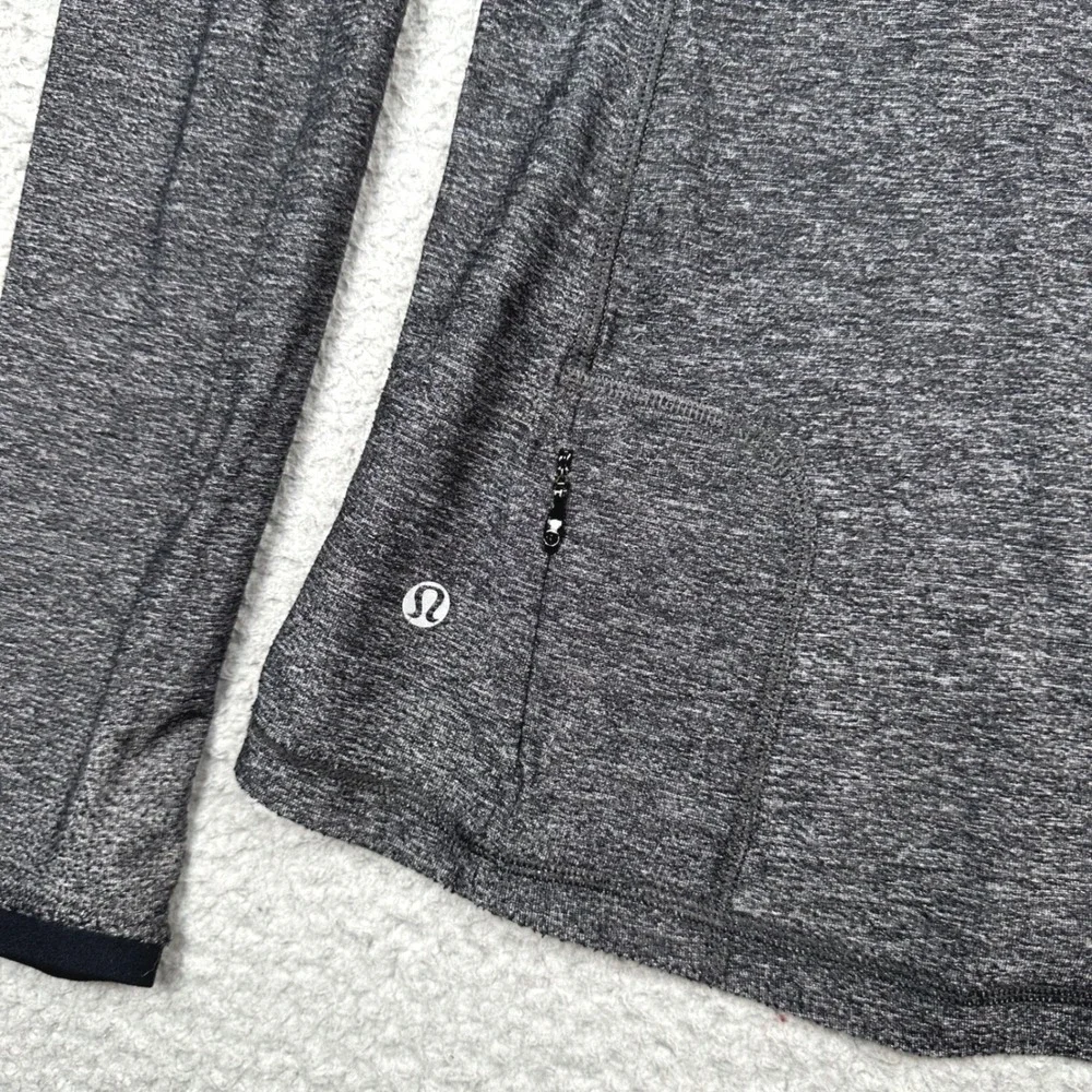 Lululemon Pace Pusher Top Women 6 Heathered Gray Mesh Long Sleeve Run